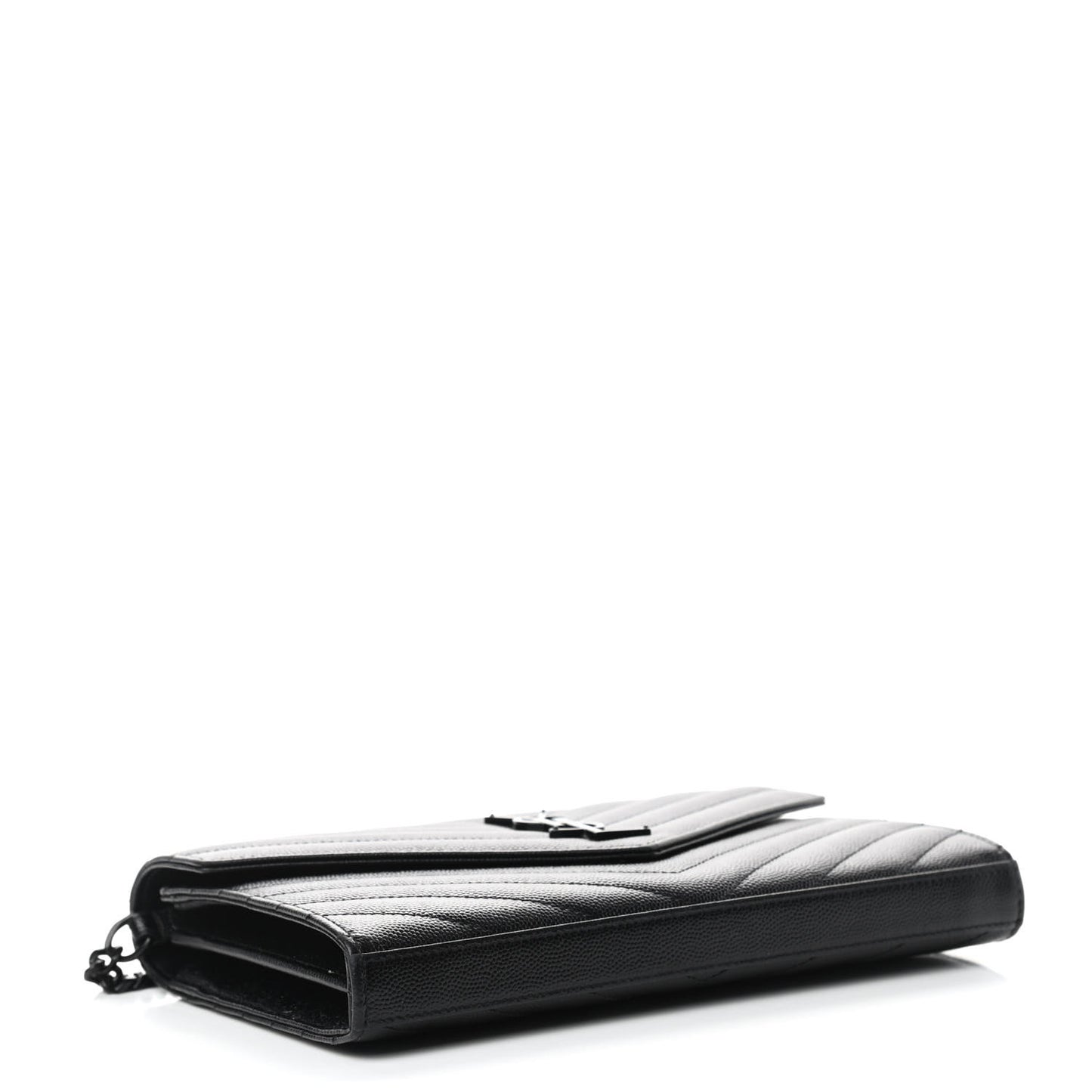 Grain De Poudre Matelasse Chevron Monogram Chain Wallet Black