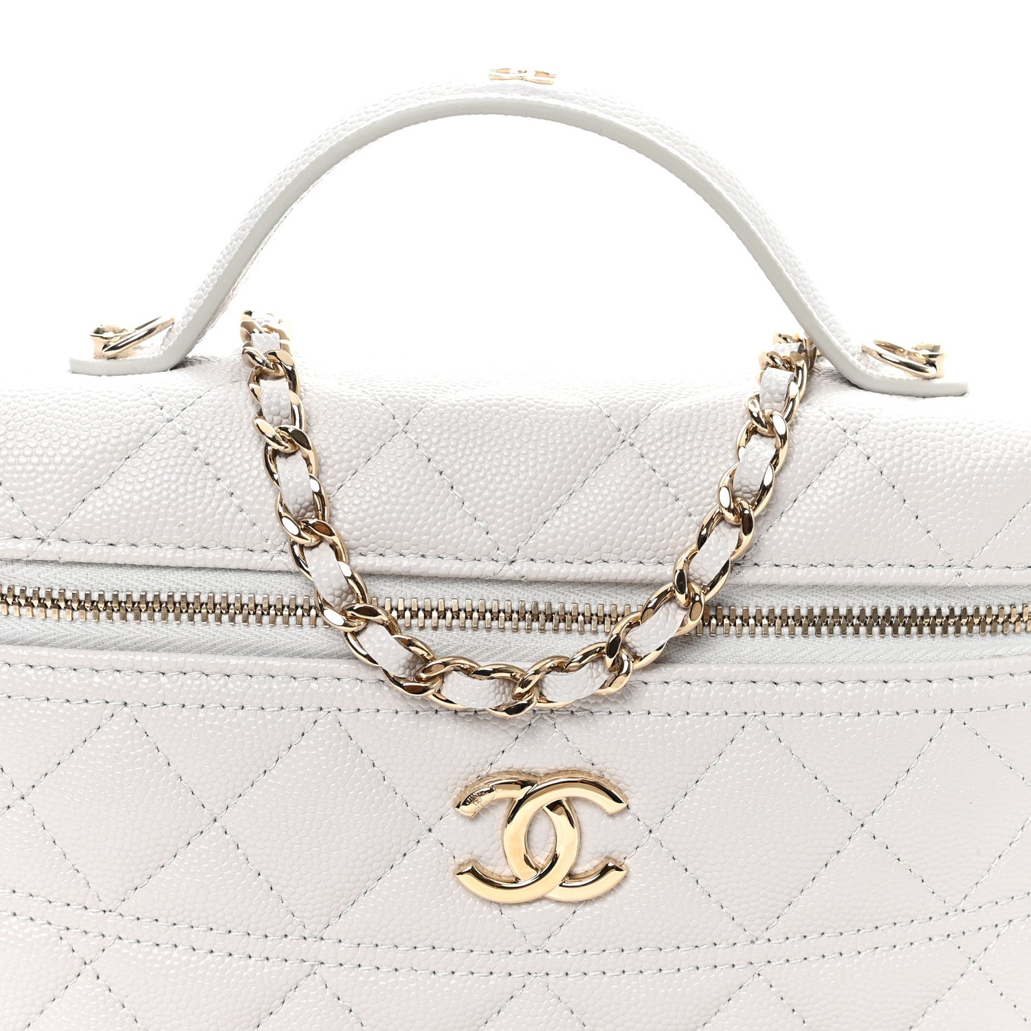 Chanel Caviar Quilted Trendy Handle Slim Vanity Light Grey 8 of 11