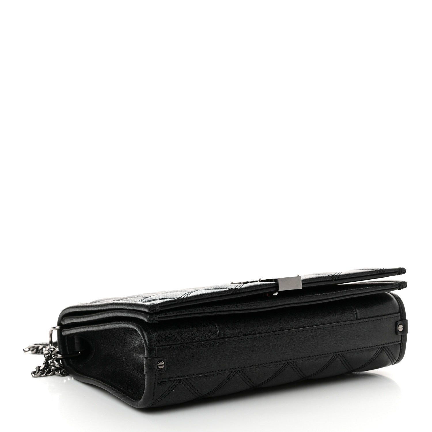 Saint Laurent Lambskin Diamond Quilted Becky Chain Wallet Black 4 of 10