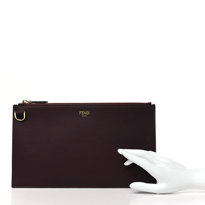 Fendi Vitello Seta Medium Flat Pouch Granata 2 of 9