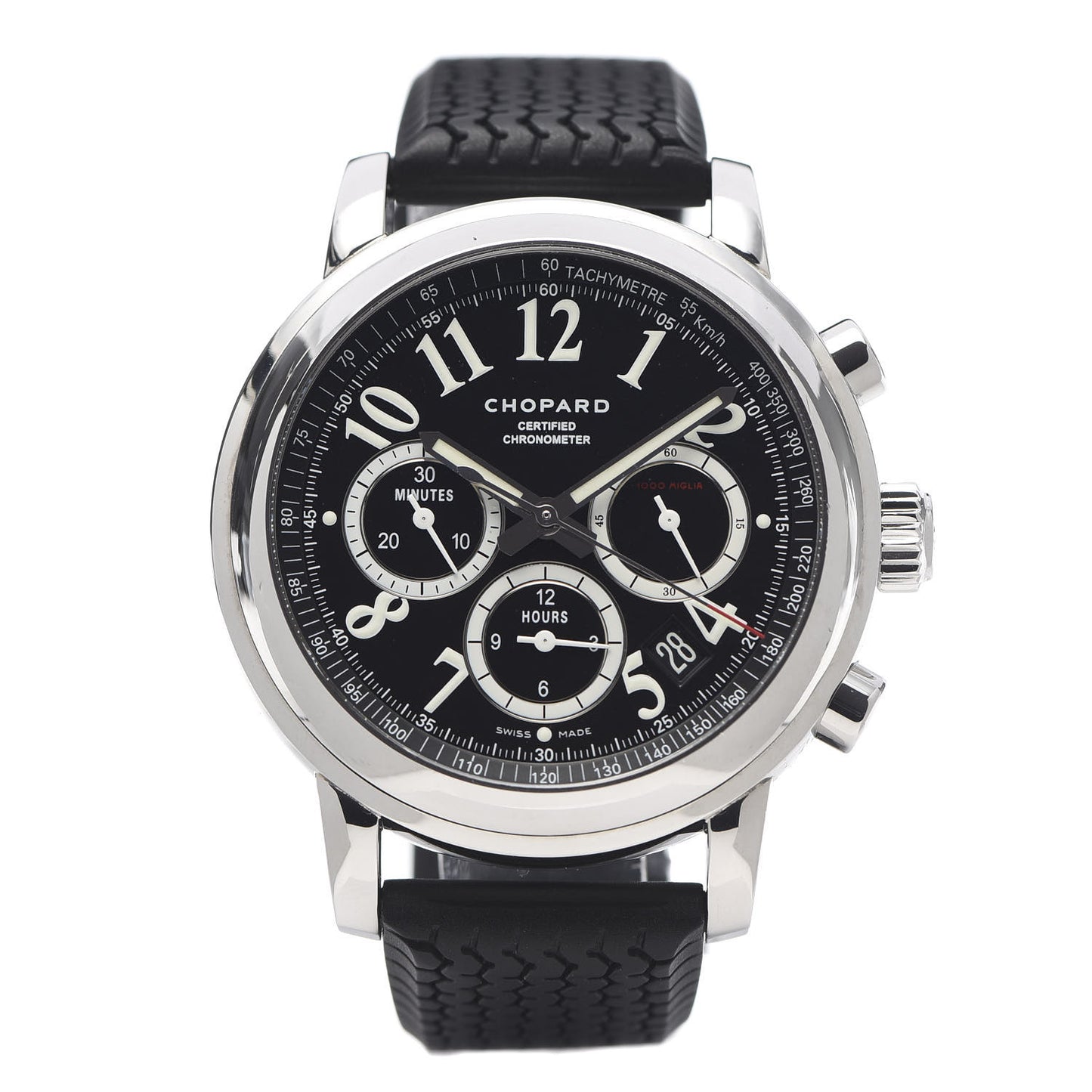 Stainless Steel Rubber 42mm 1000 Mille Miglia Chronograph Automatic Watch Black