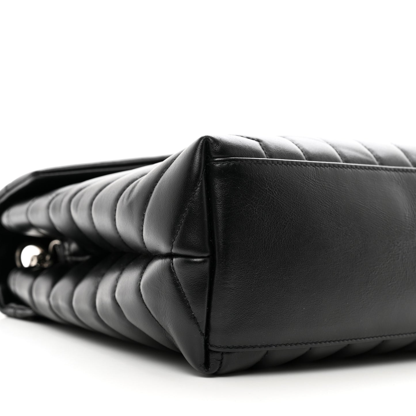 Calfskin Y Quilted Monogram Medium Loulou Chain Satchel Black