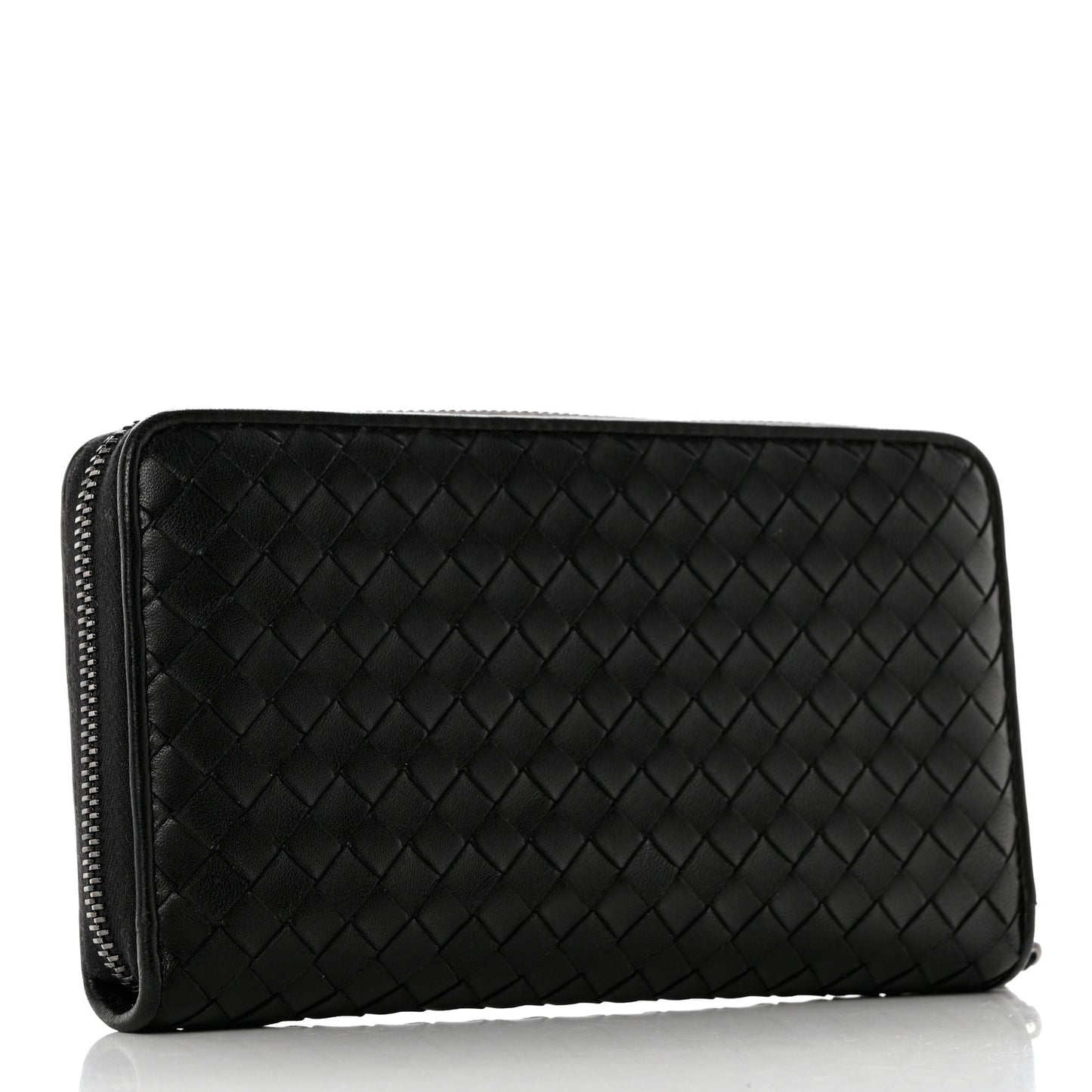 Nappa Intrecciato Zip Around Wallet Black