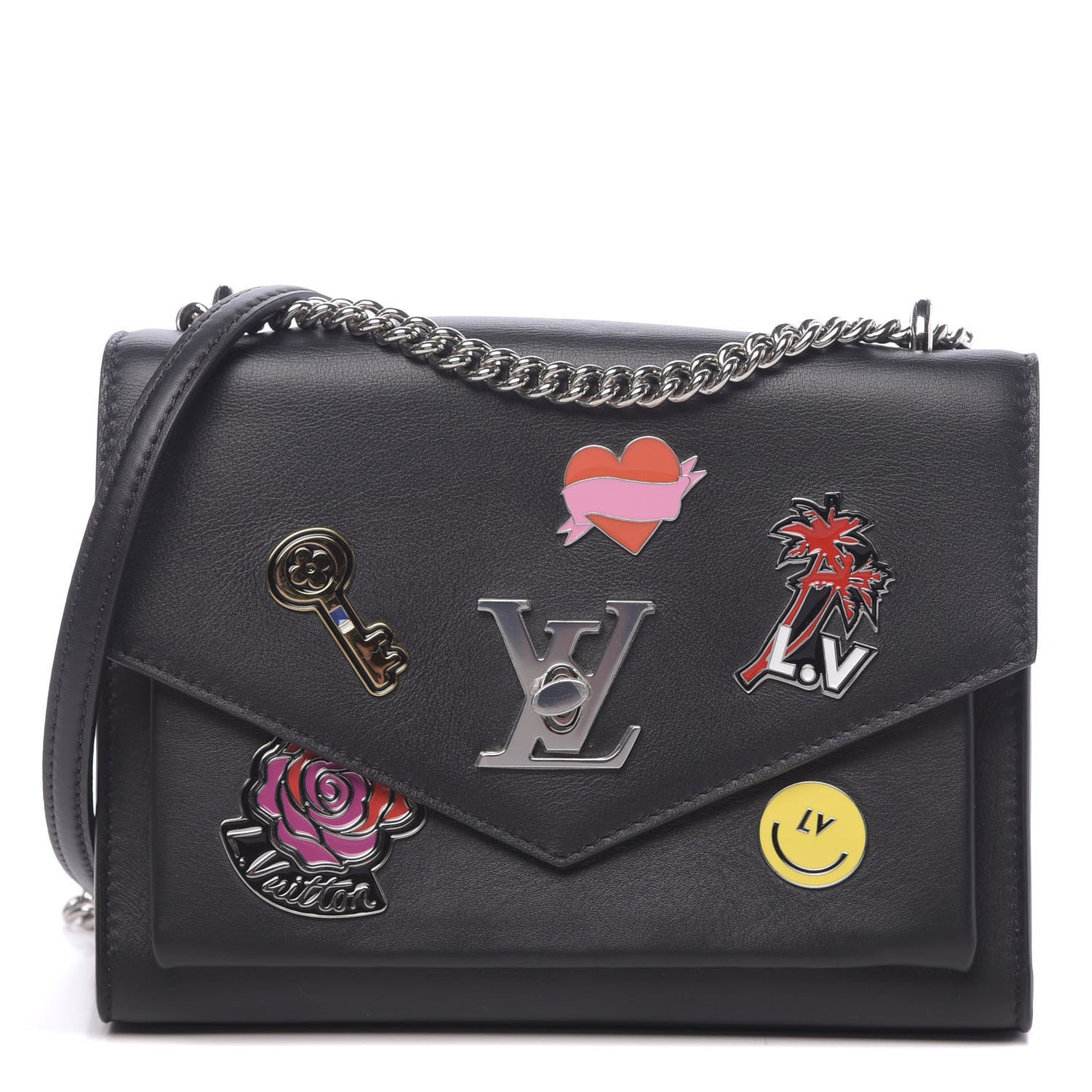 Soft Calfskin Pins My Lockme Chain Bag BB Black