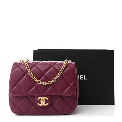 Chanel Lambskin Enamel Pearl Quilted Mini Charm Me Square Flap Dark Purple 12 of 13