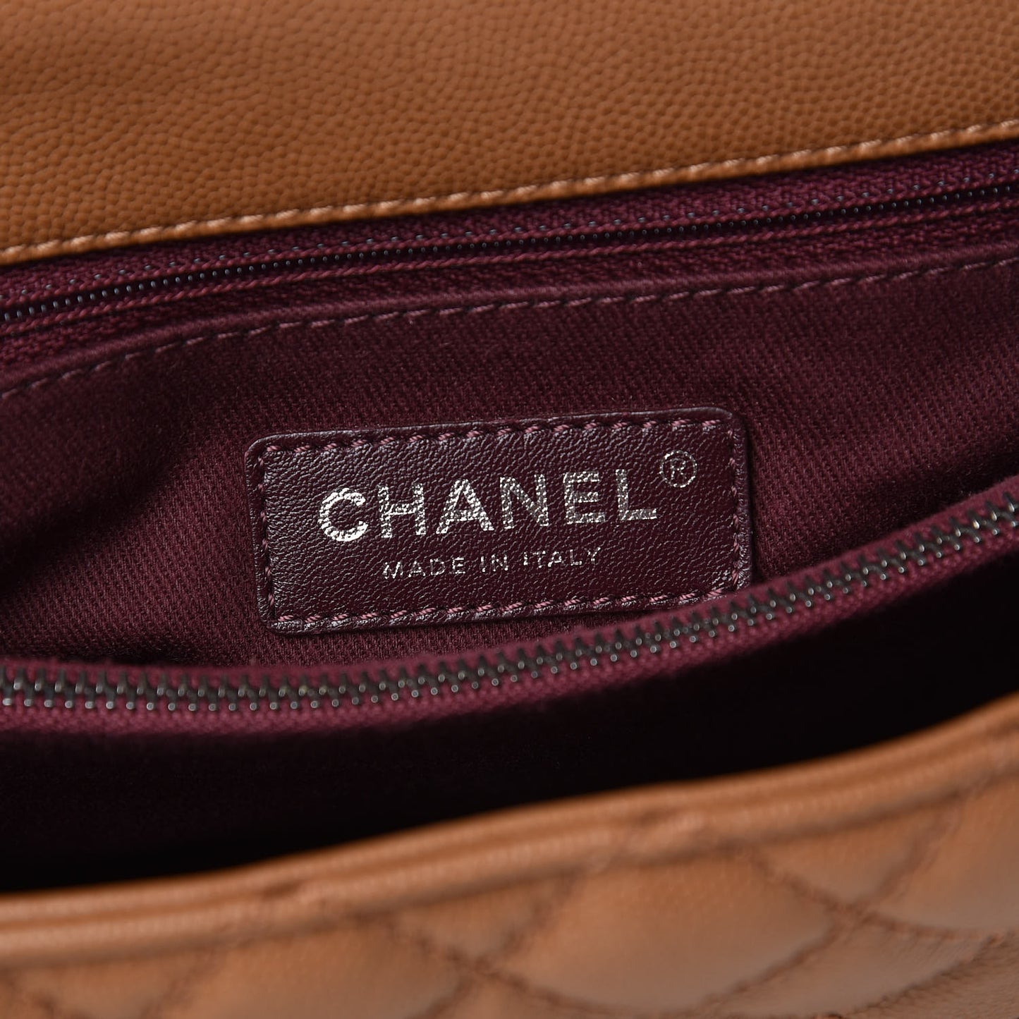 Caviar Quilted Medium Coco Handle Flap Camel