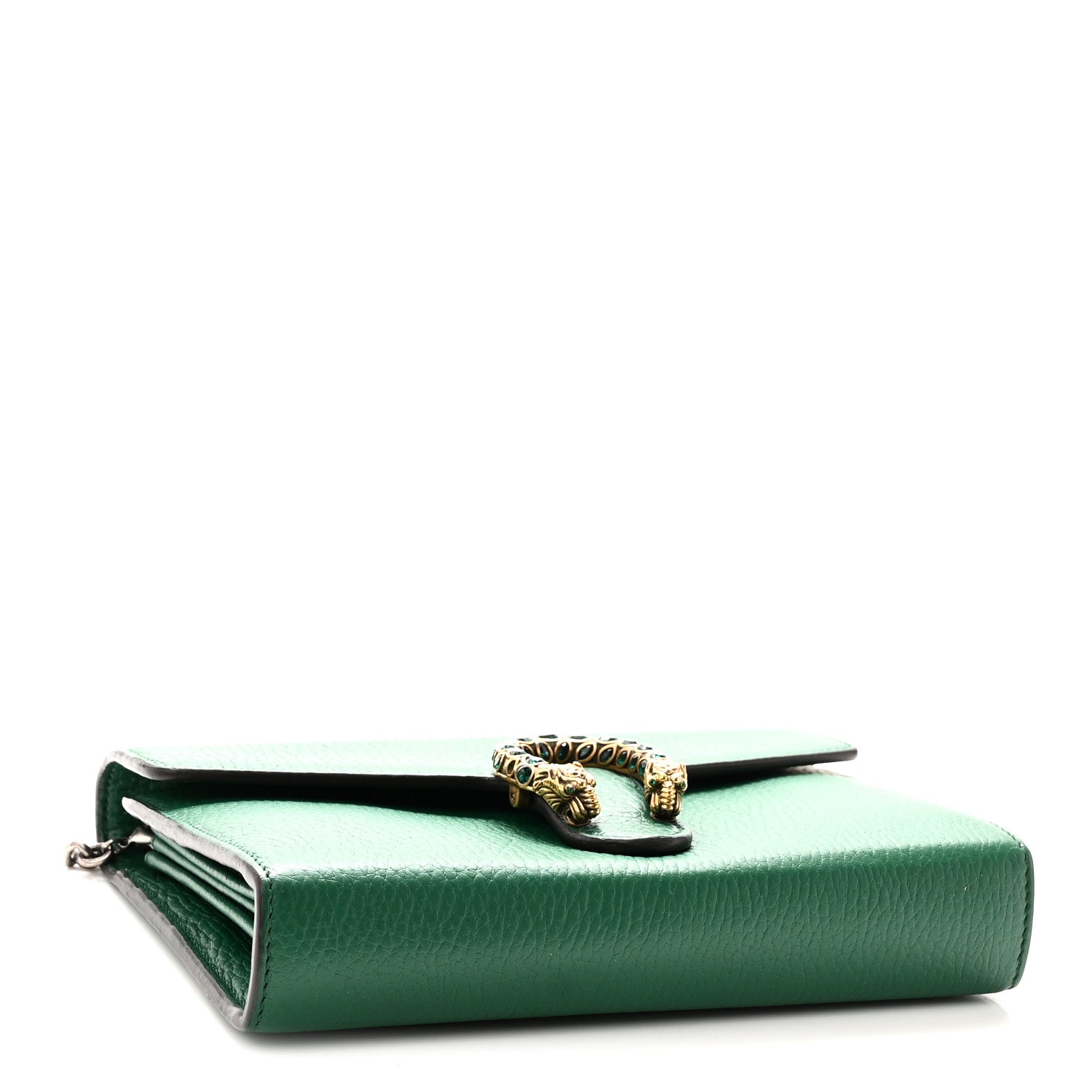 Gucci Calfskin Mini Dionysus Chain Wallet Emerald 4 of 10