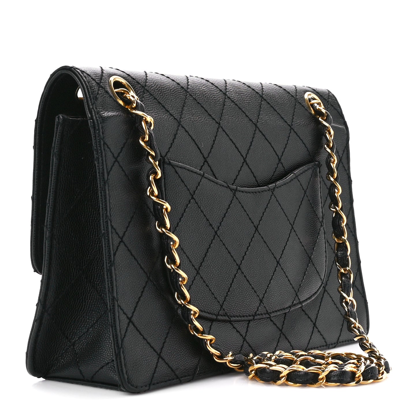Caviar Quilted Medium Single Flap Black
