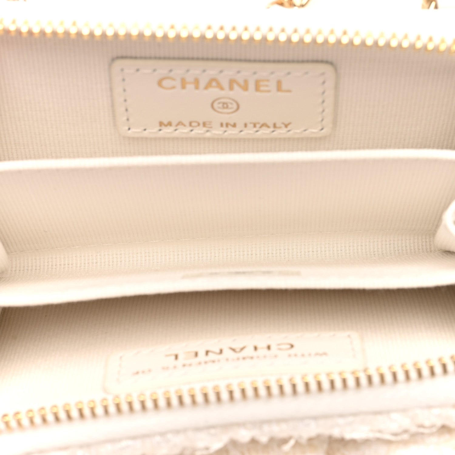 Chanel Tweed Quilted Bow Flap Card Holder On Chain White 5 of 12