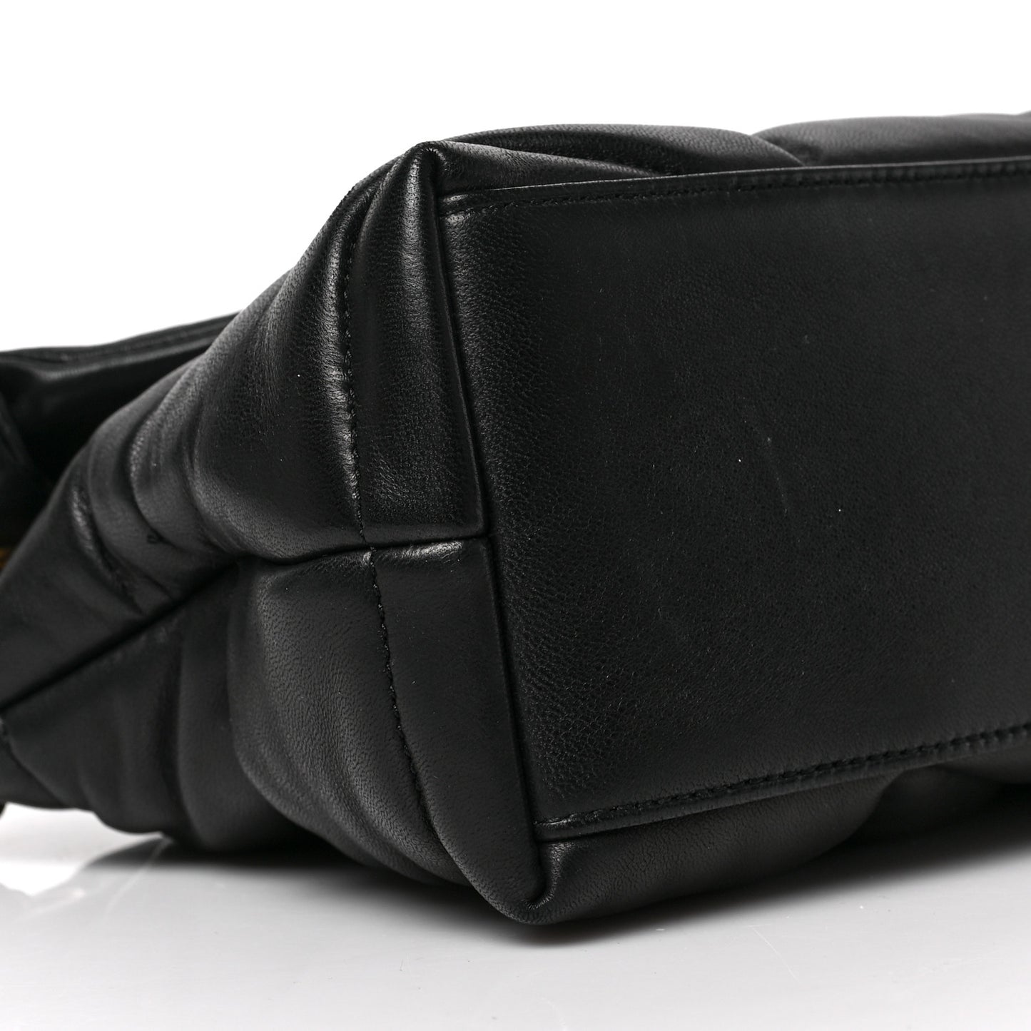 Lambskin Quilted Small Loulou Puffer Monogram Chain Satchel Black