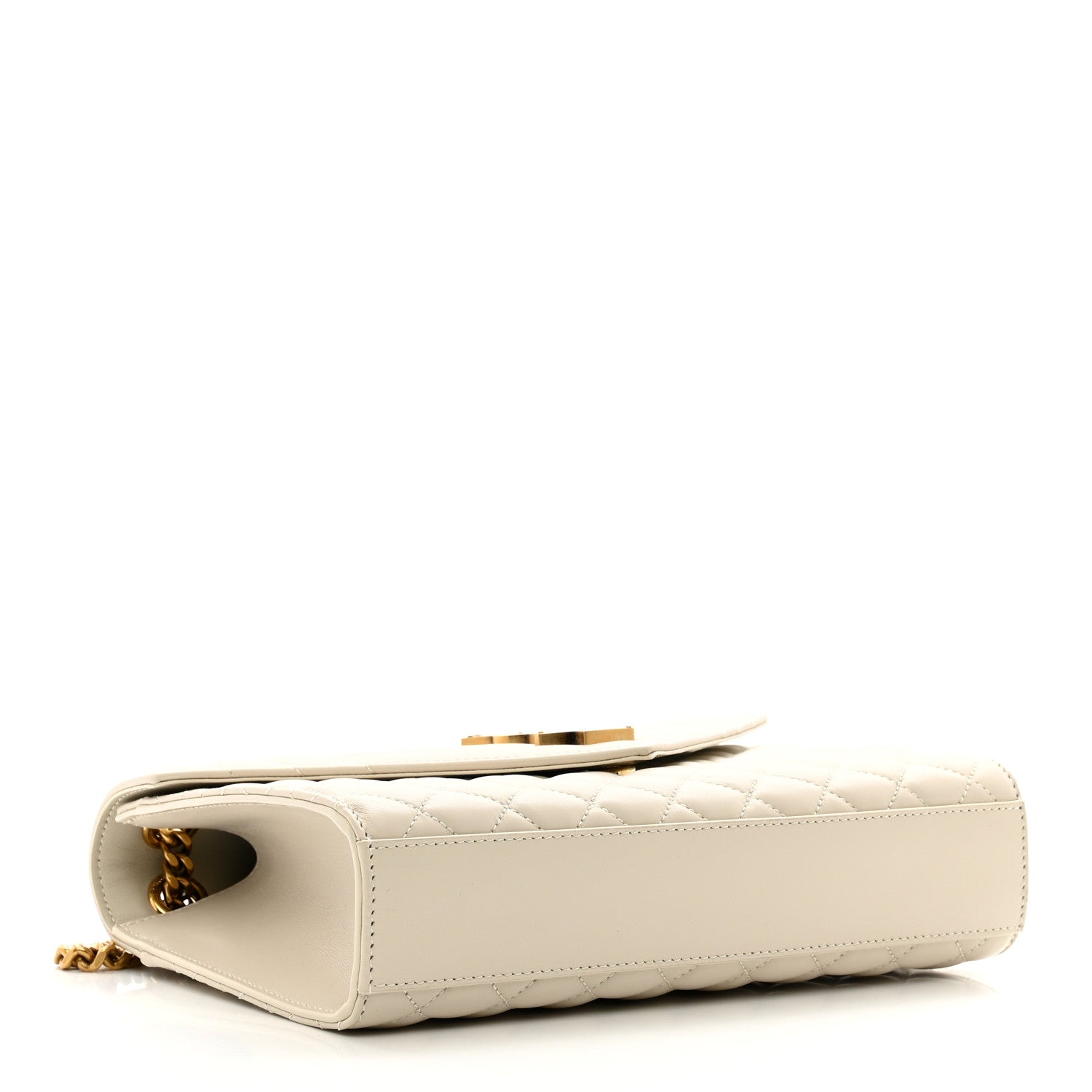 Saint Laurent Lambskin Mixed Matelasse Triquilt Medium Monogram Satchel Blanc Vintage 4 of 10