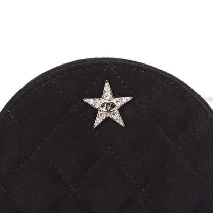 Chanel Suede Quilted Crystal Round Clutch With Logo Chain Black 10 of 12