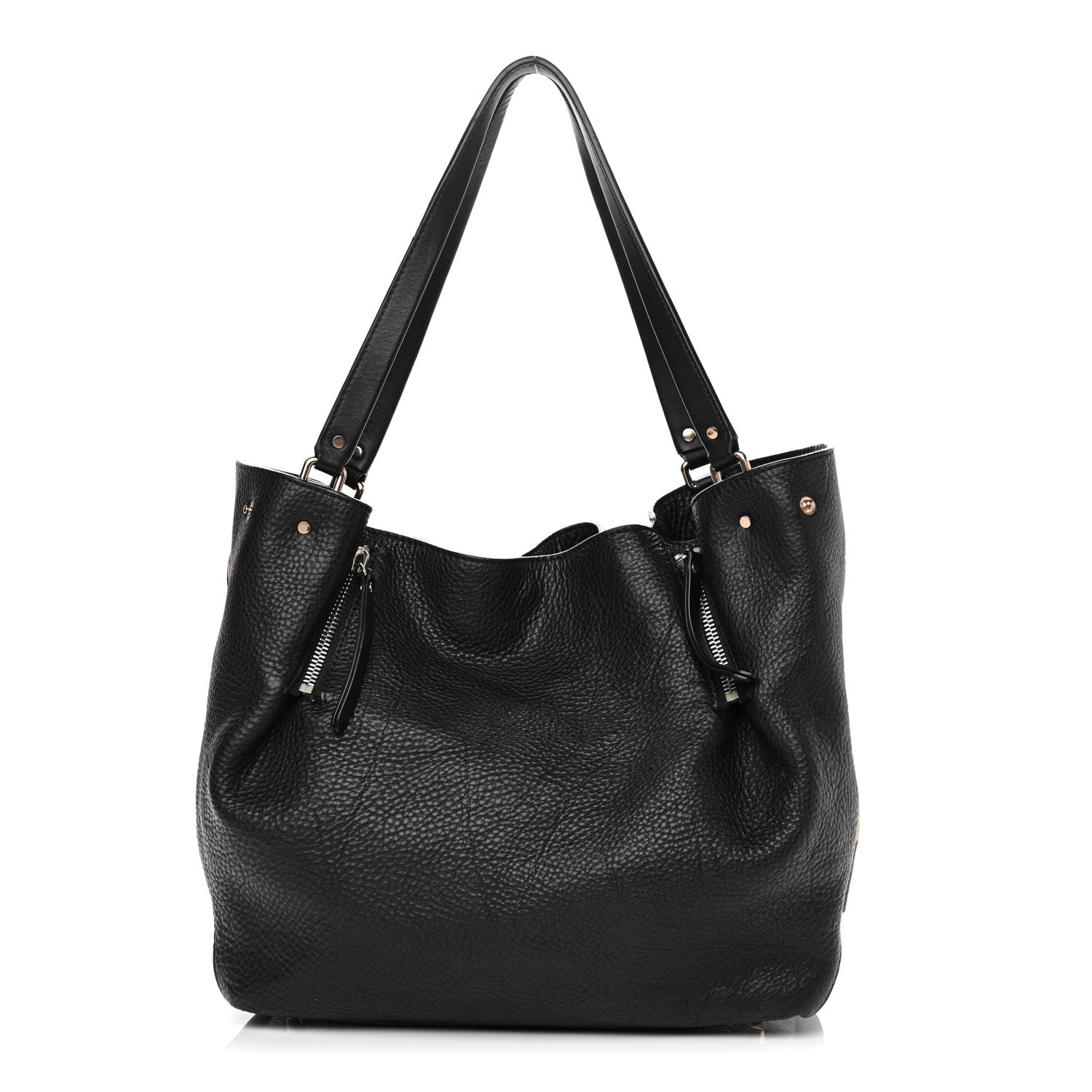 Burberry Grainy Calfskin House Check Medium Maidstone Black 1 of 13