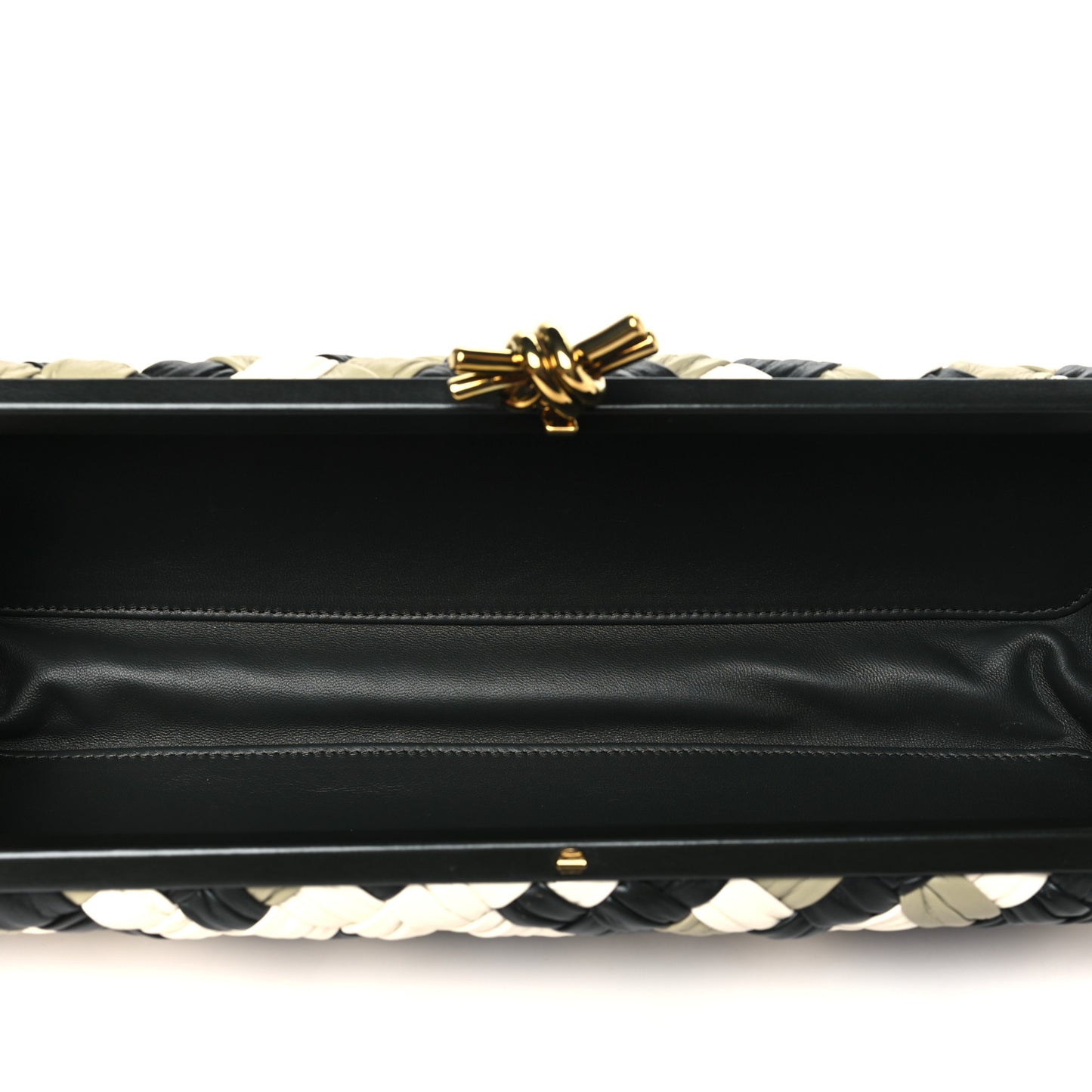 Nappa Intrecciato Stretch Knot Box Clutch Black Multicolor