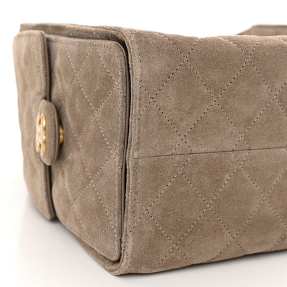 Chanel Suede Quilted Small Chanel 25 Handbag Dark Grey 10 of 11
