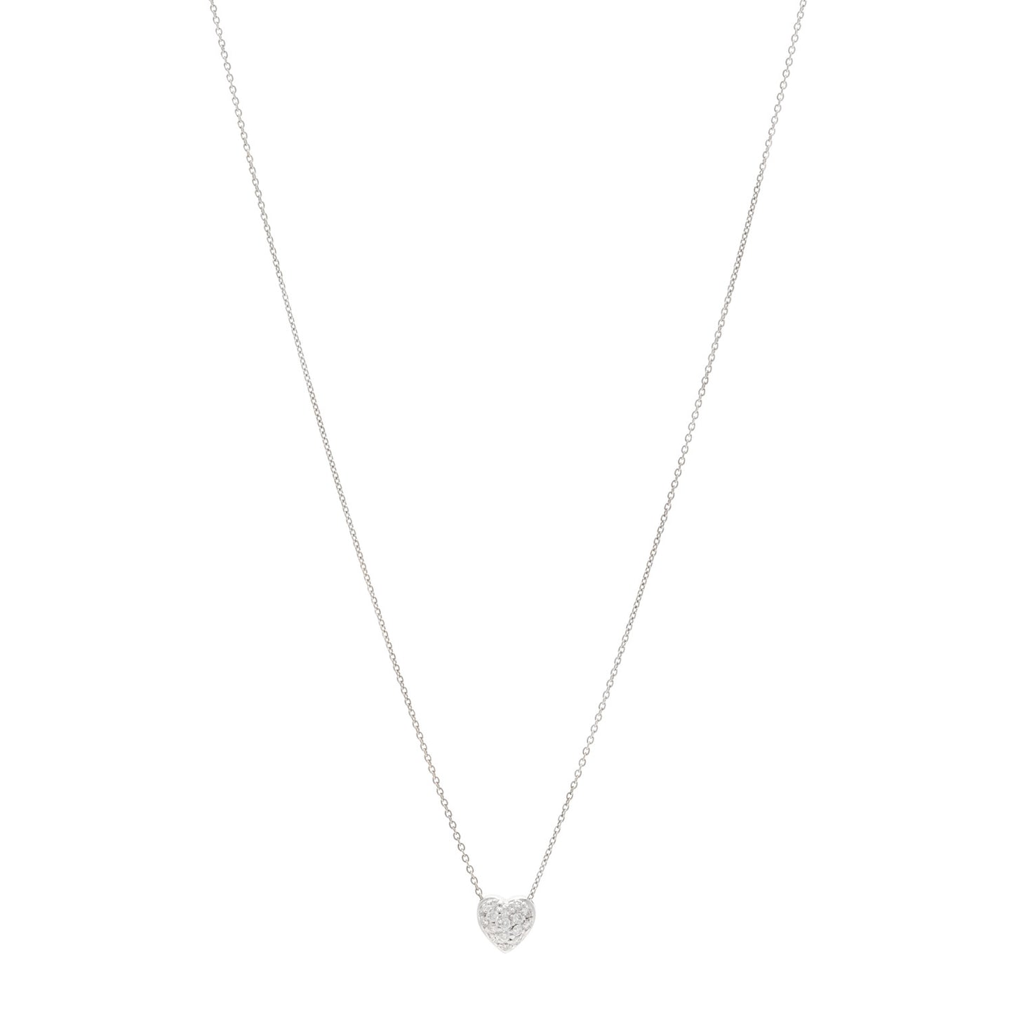 18K White Gold Diamond Tiny Treasures Puffed Heart Pendant Necklace