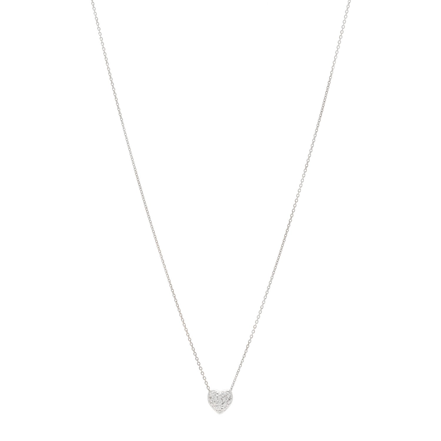 Roberto Coin 18K White Gold Diamond Tiny Treasures Puffed Heart Pendant Necklace 1 of 4