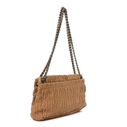 Prada Nappa Gaufre Flap Chain Shoulder Bag Beige 4 of 17