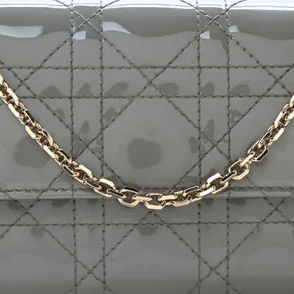 Christian Dior Patent Cannage Lady Dior Rendezvous Wallet On Chain Grey 7 of 9