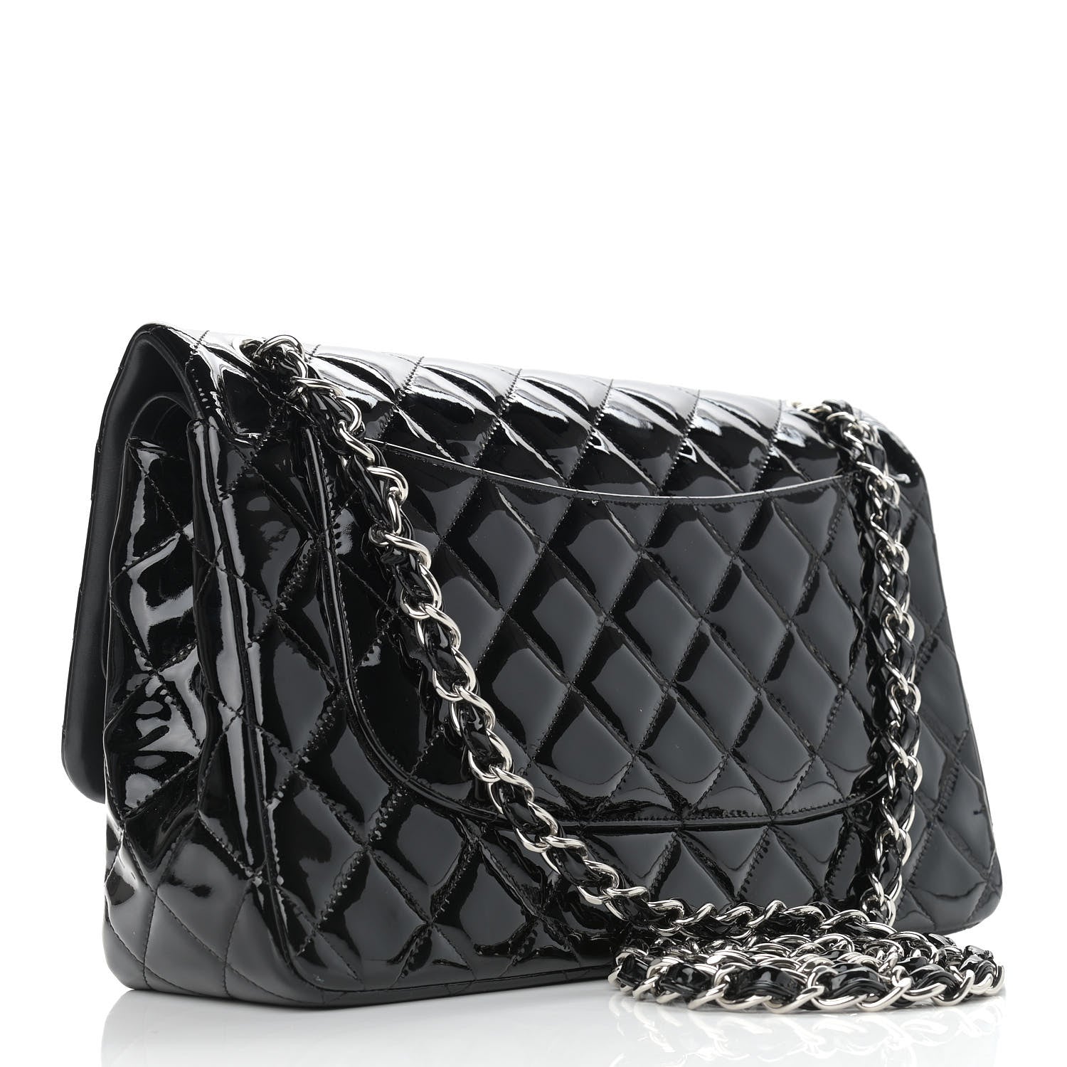 Chanel Patent Quilted Jumbo Double Flap Black 3 of 12