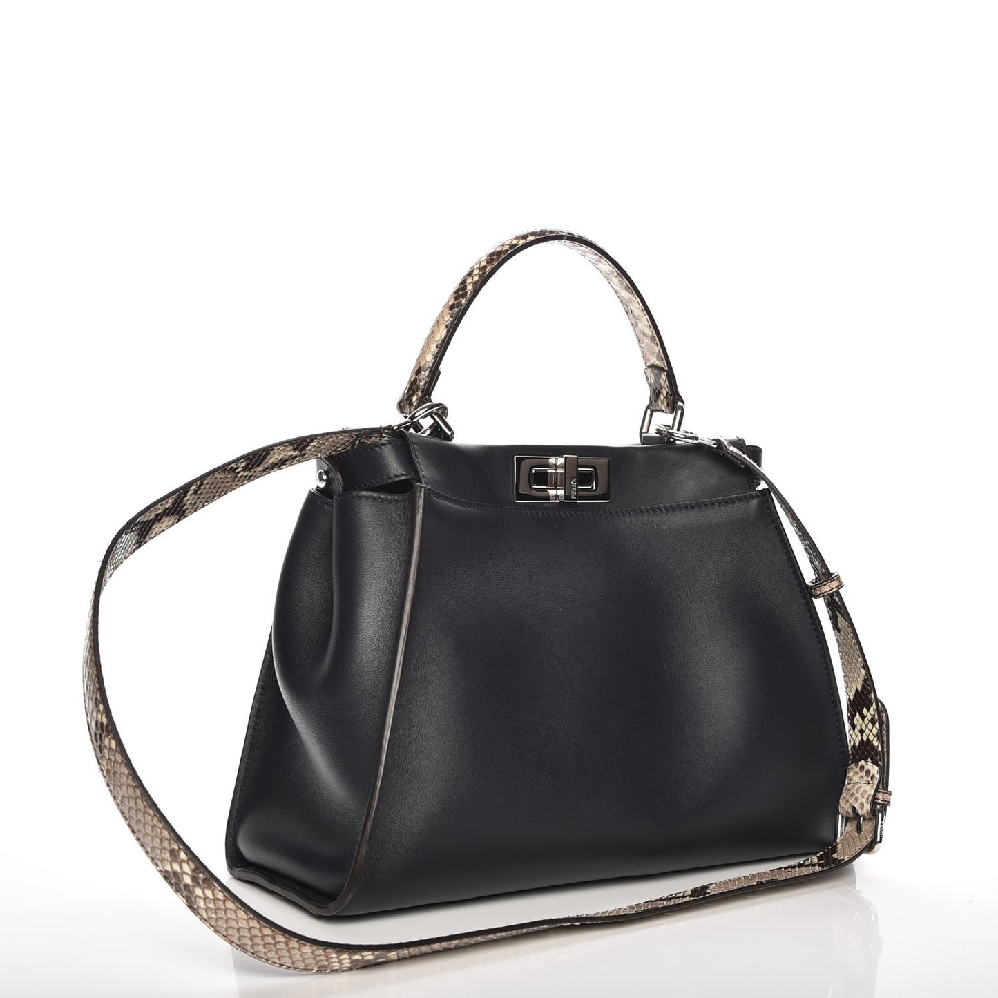 Vitello Seta Snakeskin Shiny Nappa Monster Eyes Medium Peekaboo Iconic Satchel Blue Notte Roccia