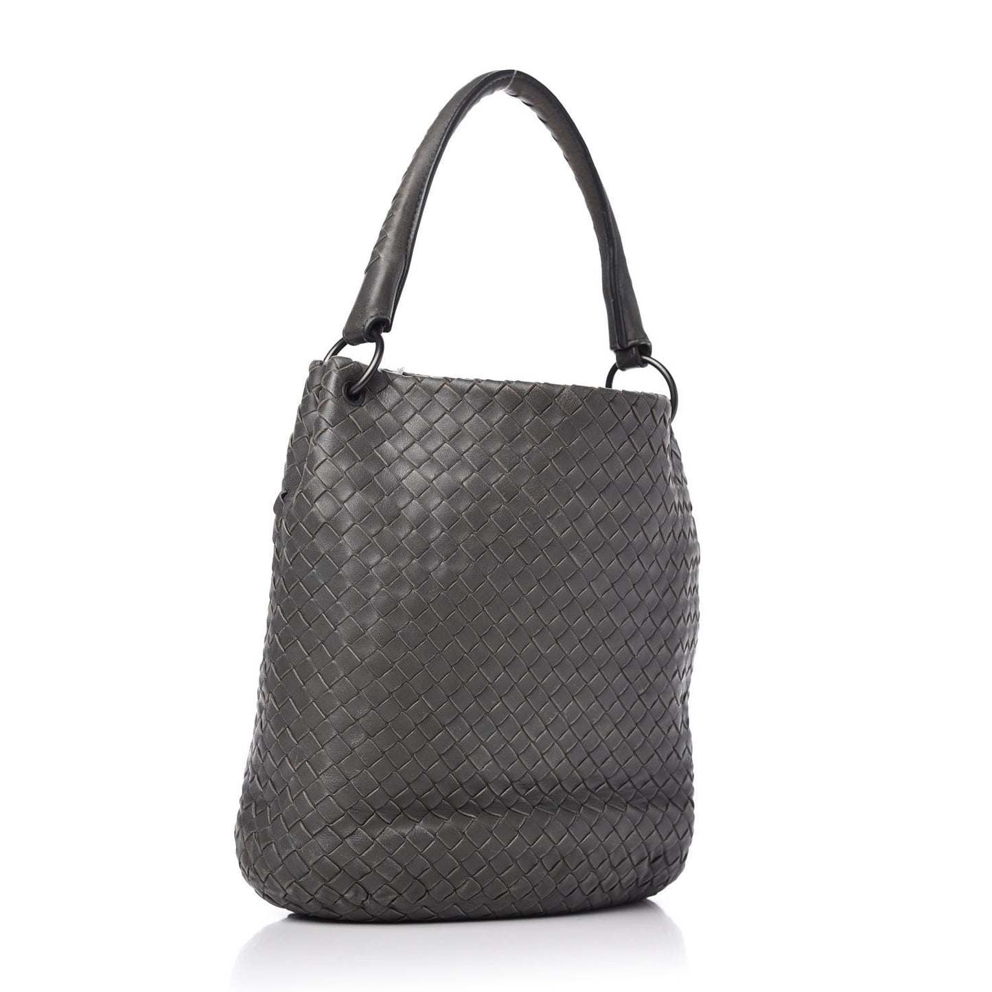 Nappa Intrecciato Bucket Bag Gray