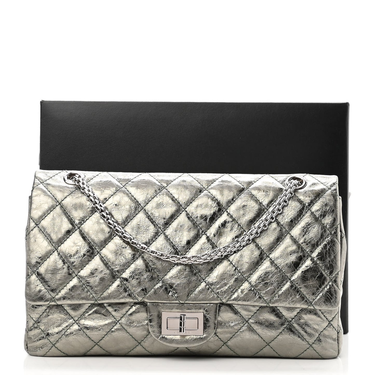 Metallic Aged Calfskin Quilted 2.55 Reissue 227 Flap Vert Fonce