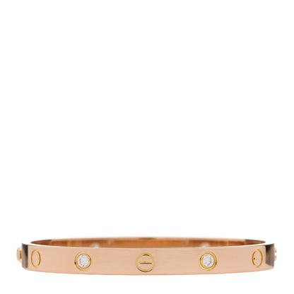 Cartier 18K Pink Gold 4 Diamond LOVE Bracelet 17 3 of 9
