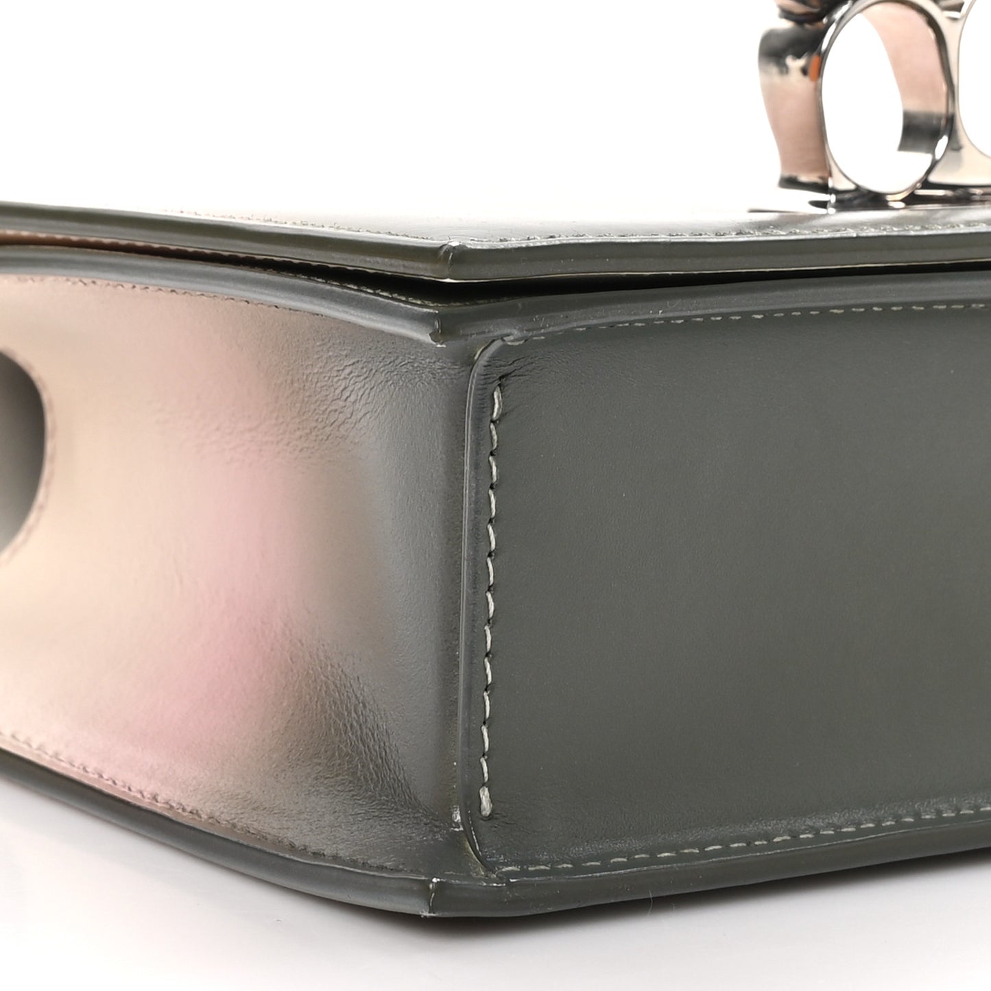 Ombre Calfskin Knuckle Jeweled Satchel Military Multicolor