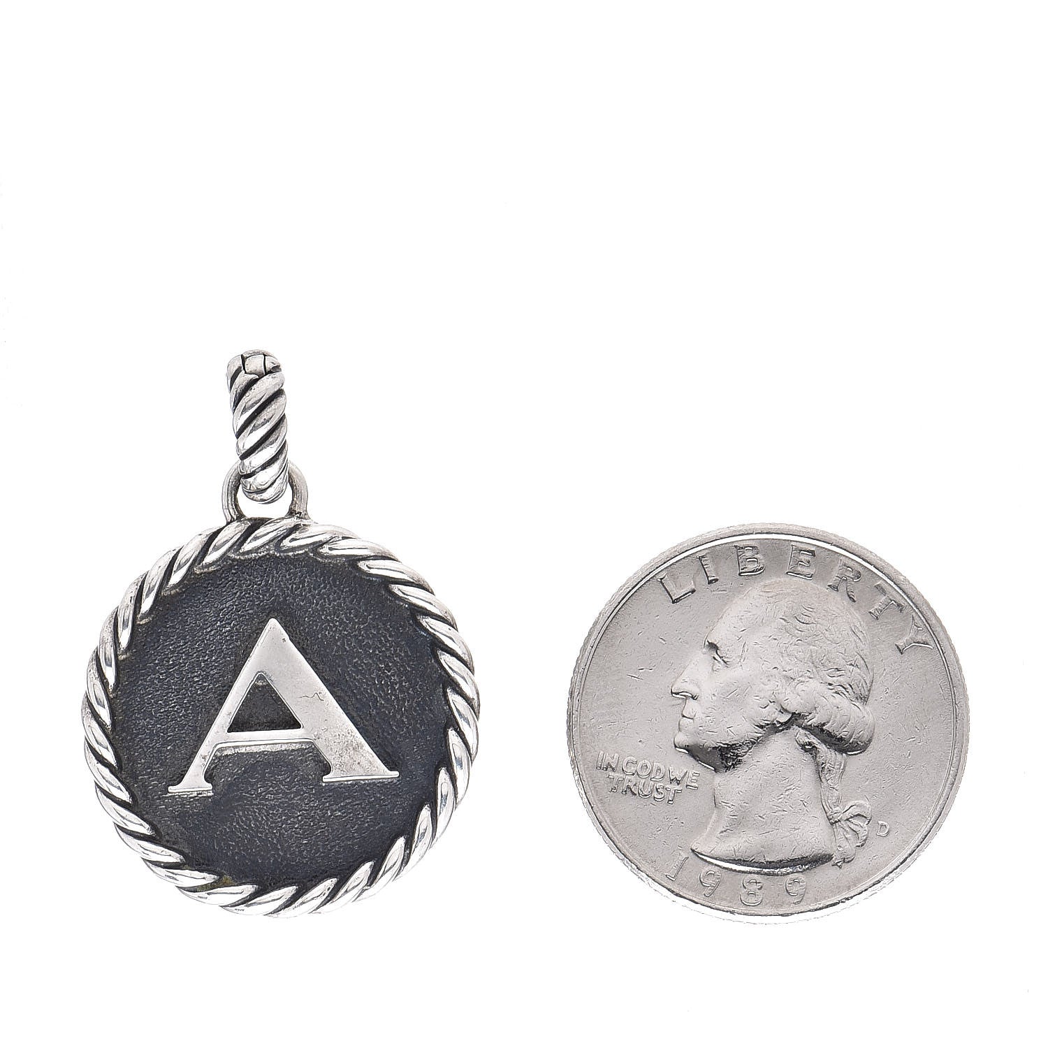 David Yurman Sterling Silver Cable Collectibles Initial A Charm 2 of 3
