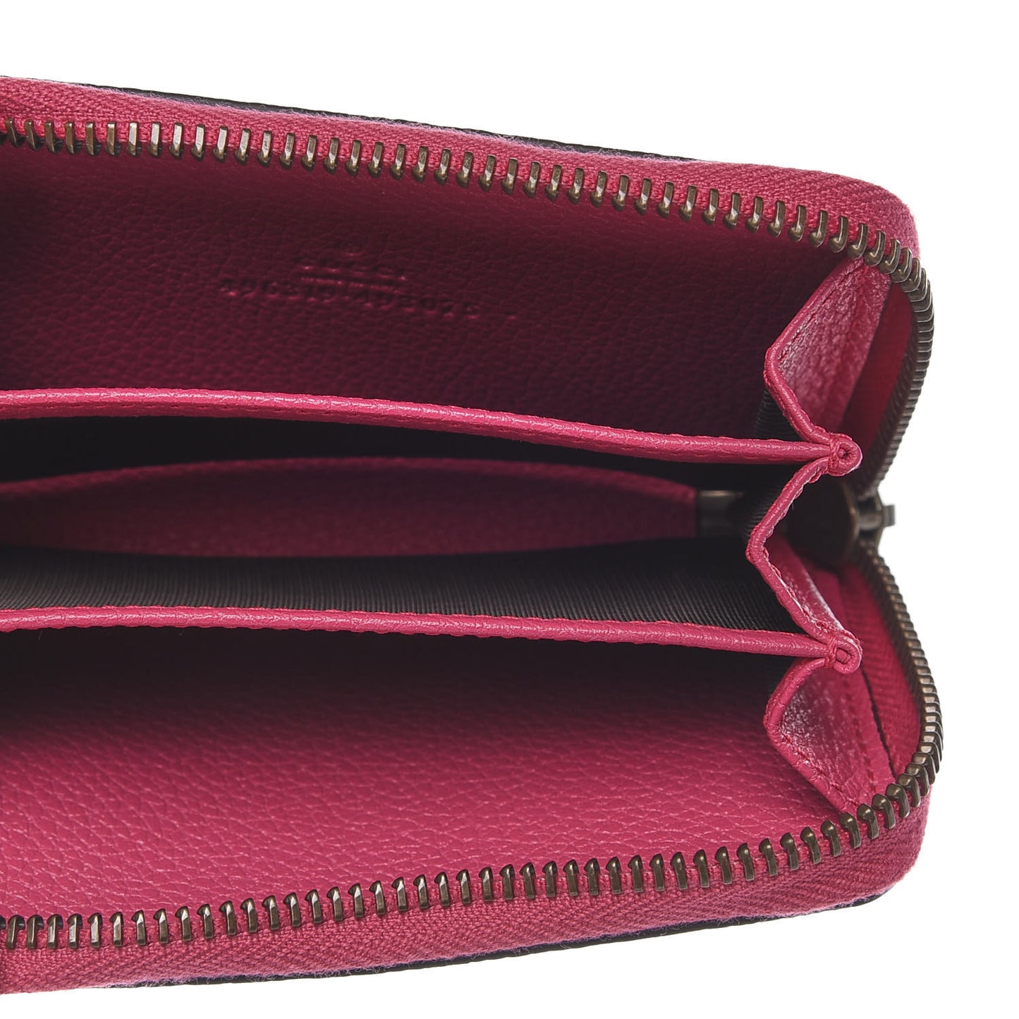 Grained Calfskin Logo Zip Around Card Case Box Pink Green