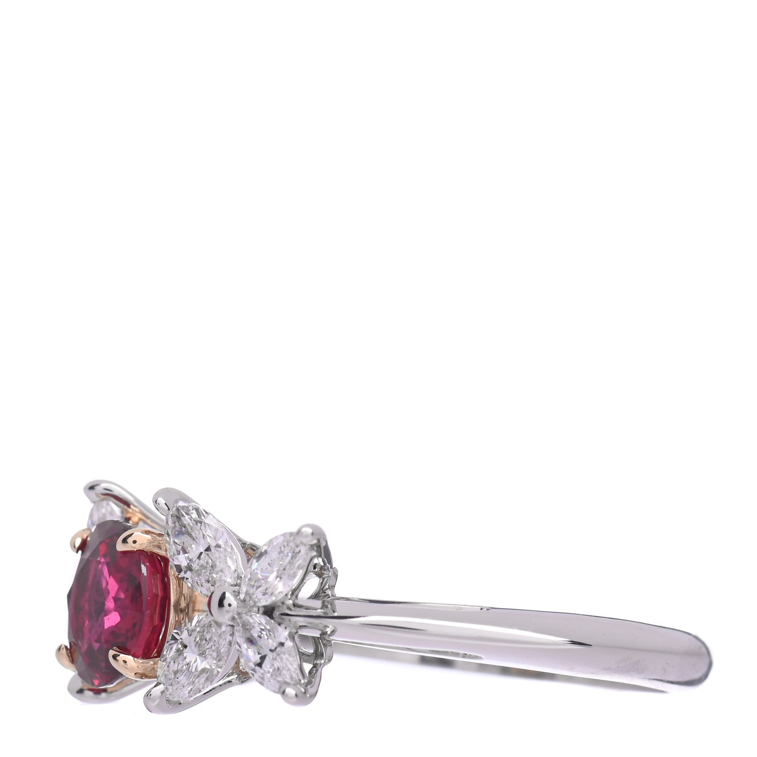 Tiffany Platinum 18K Yellow Gold Diamond Ruby Victoria Ring 54 7 3 of 6