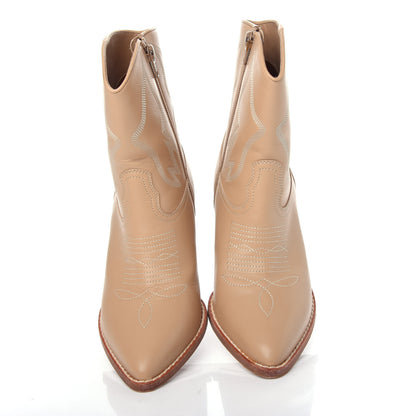 Valentino Garavani Calfskin Embroidered Texan 50mm Cowboy Ankle Boots 39 Naturale 5 of 12