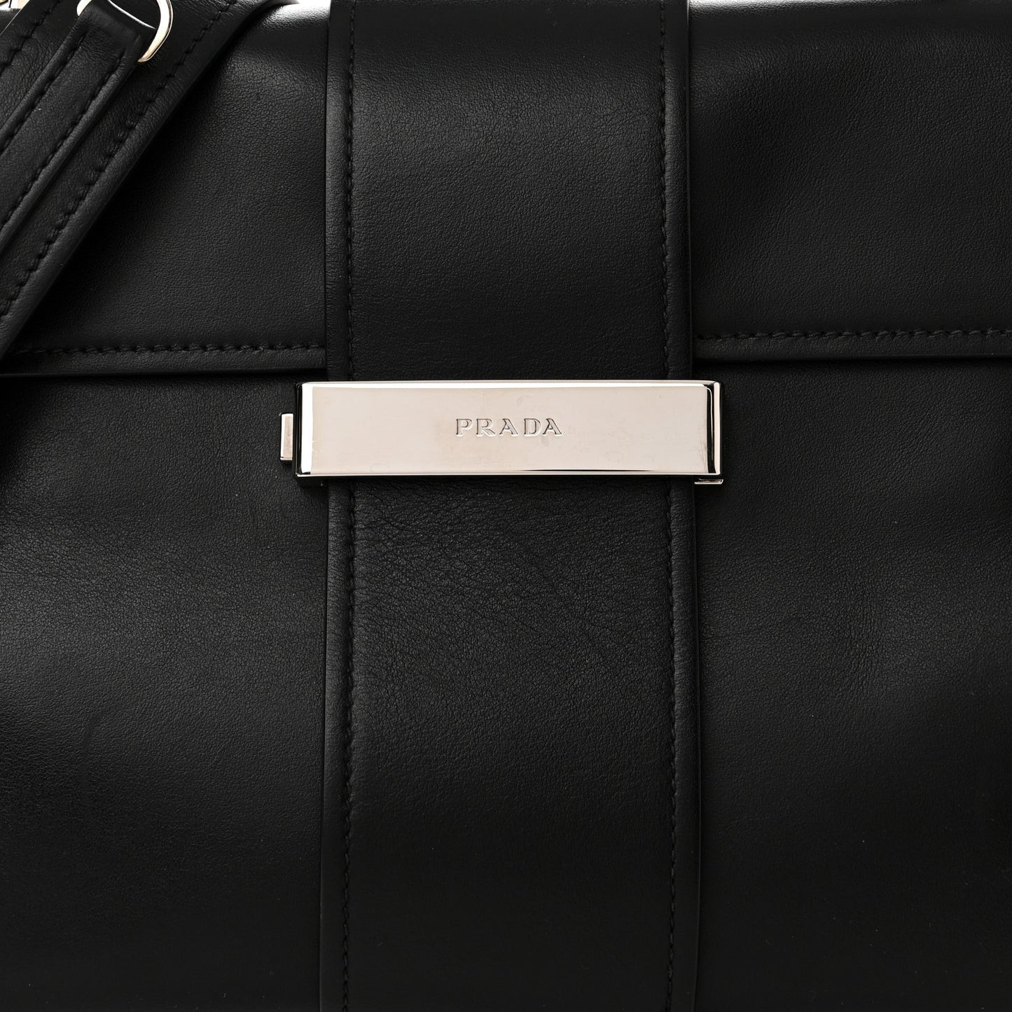 City Calf Ribbon Shoulder Bag Black