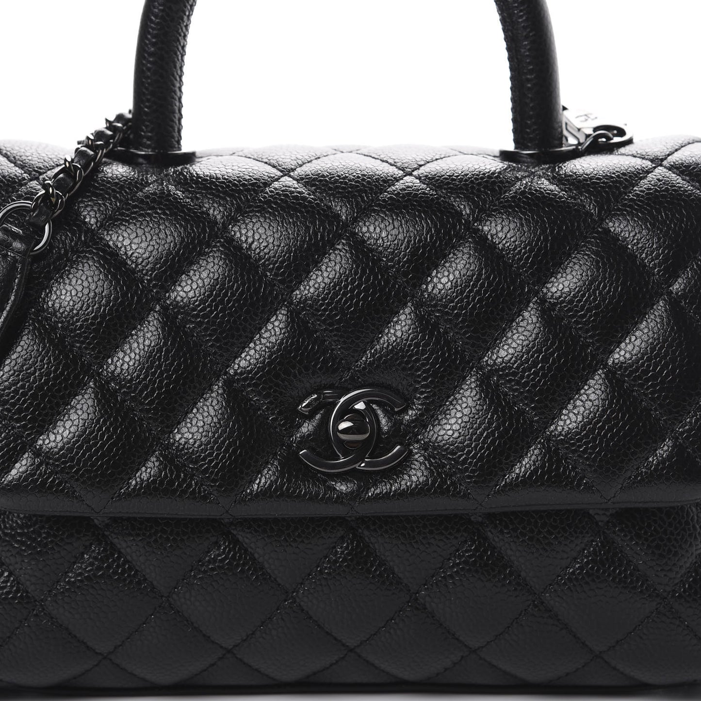 Caviar Quilted Mini Coco Handle Flap So Black
