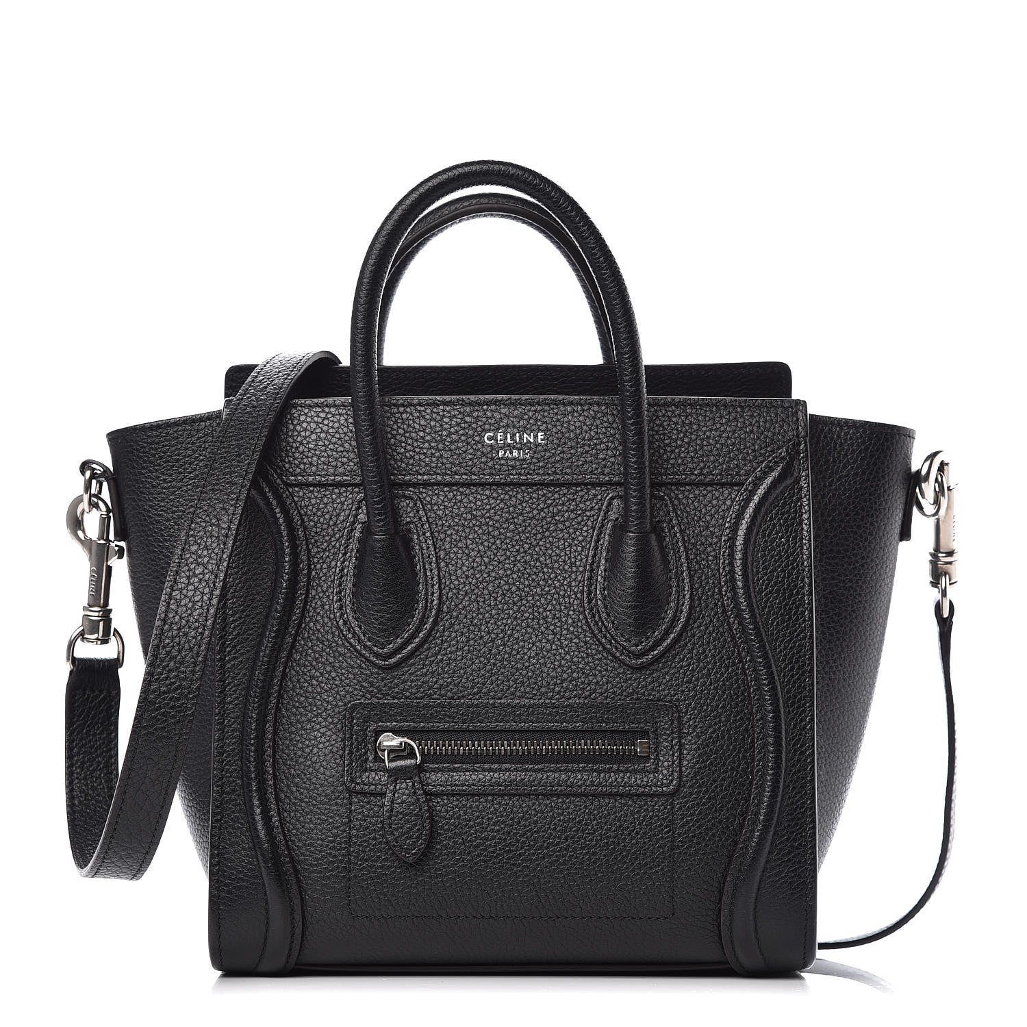 Celine Drummed Calfskin Nano Luggage Black 1 of 9