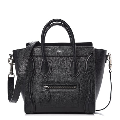 Celine Drummed Calfskin Nano Luggage Black 1 of 9