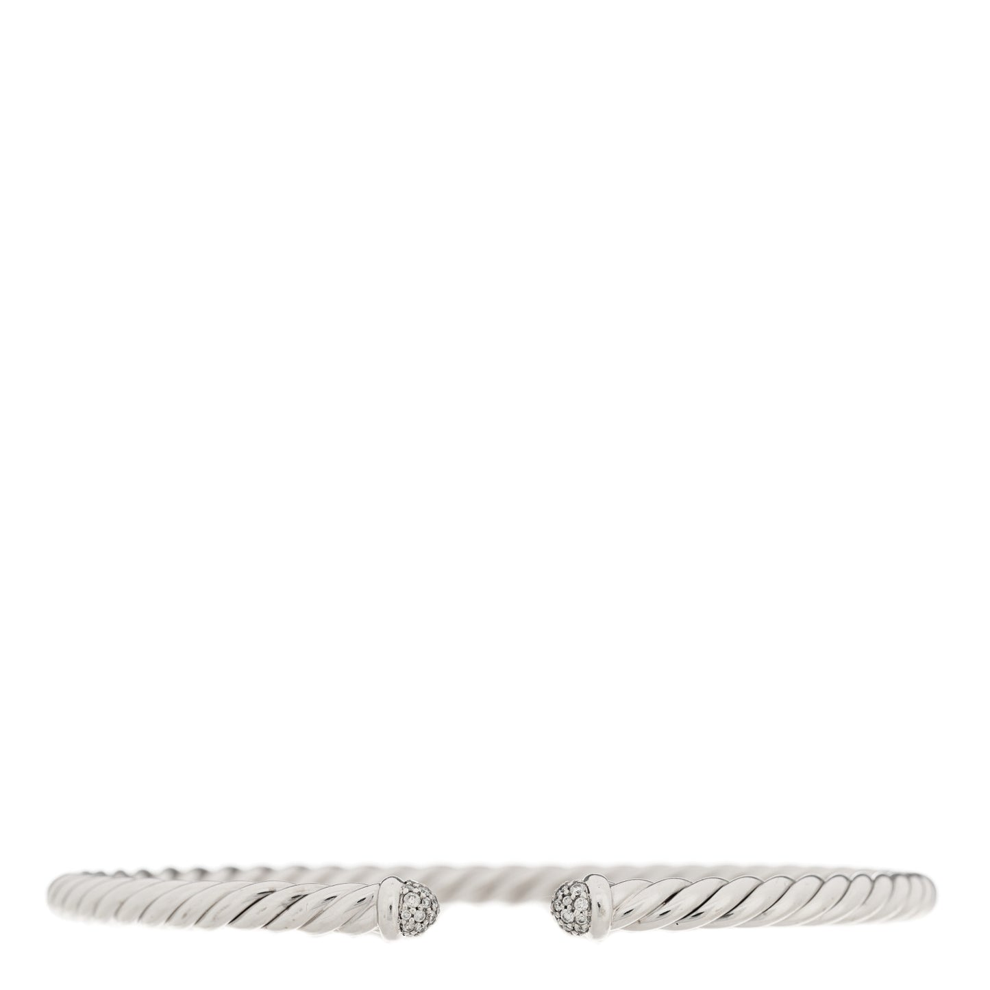 18K White Gold Diamond 4mm Cable Flex Cuff Bracelet