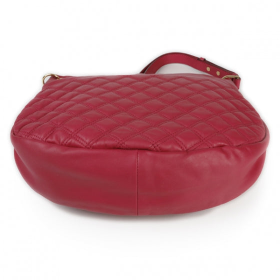 Leather Multi-Buckle Hobo Fuchsia