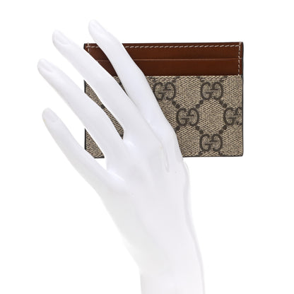 Gucci GG Supreme Monogram Calfskin Card Holder Beige Ebony Cuir 2 of 6