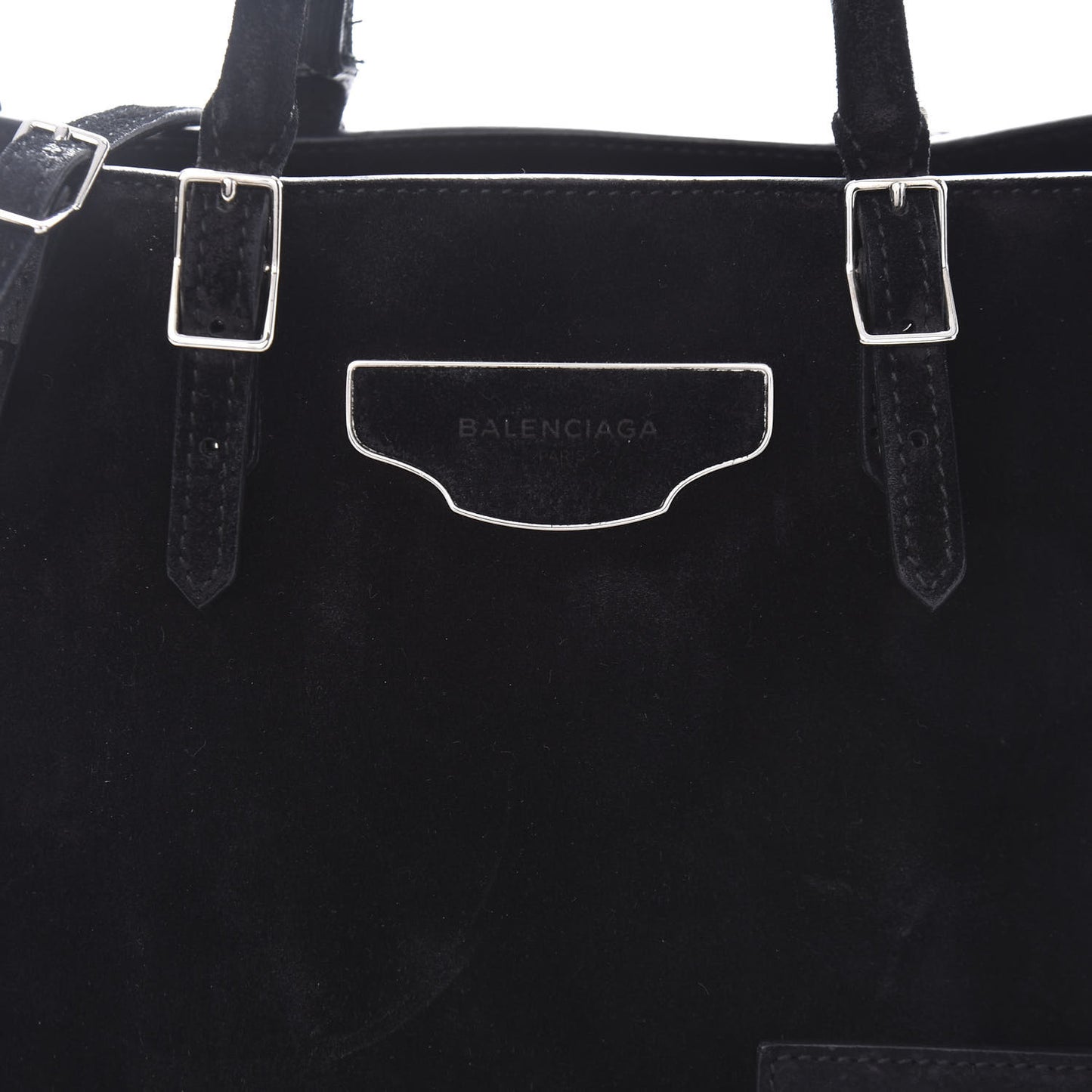 Baby Daim Suede Plate Hardware Papier A6 Zip Around Tote Black