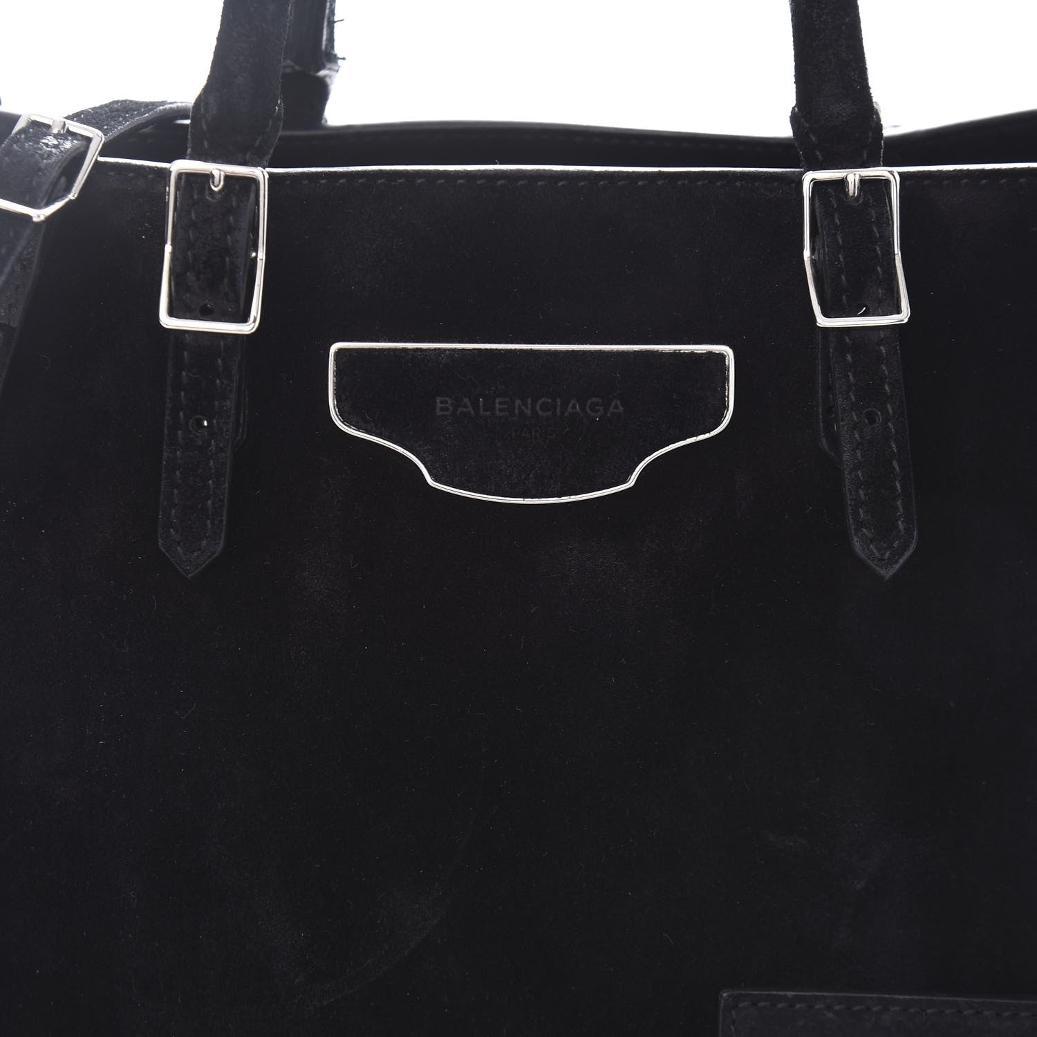 Balenciaga Baby Daim Suede Plate Hardware Papier A6 Zip Around Tote Black 11 of 11