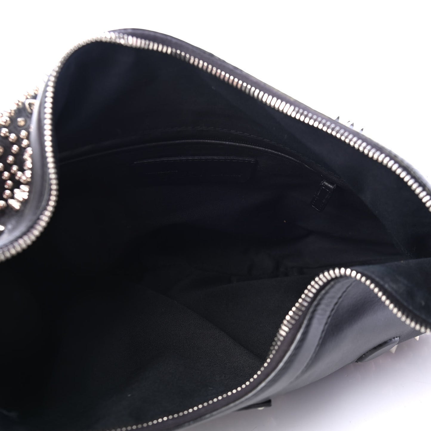 Calfskin Studded De Manta Clutch Black