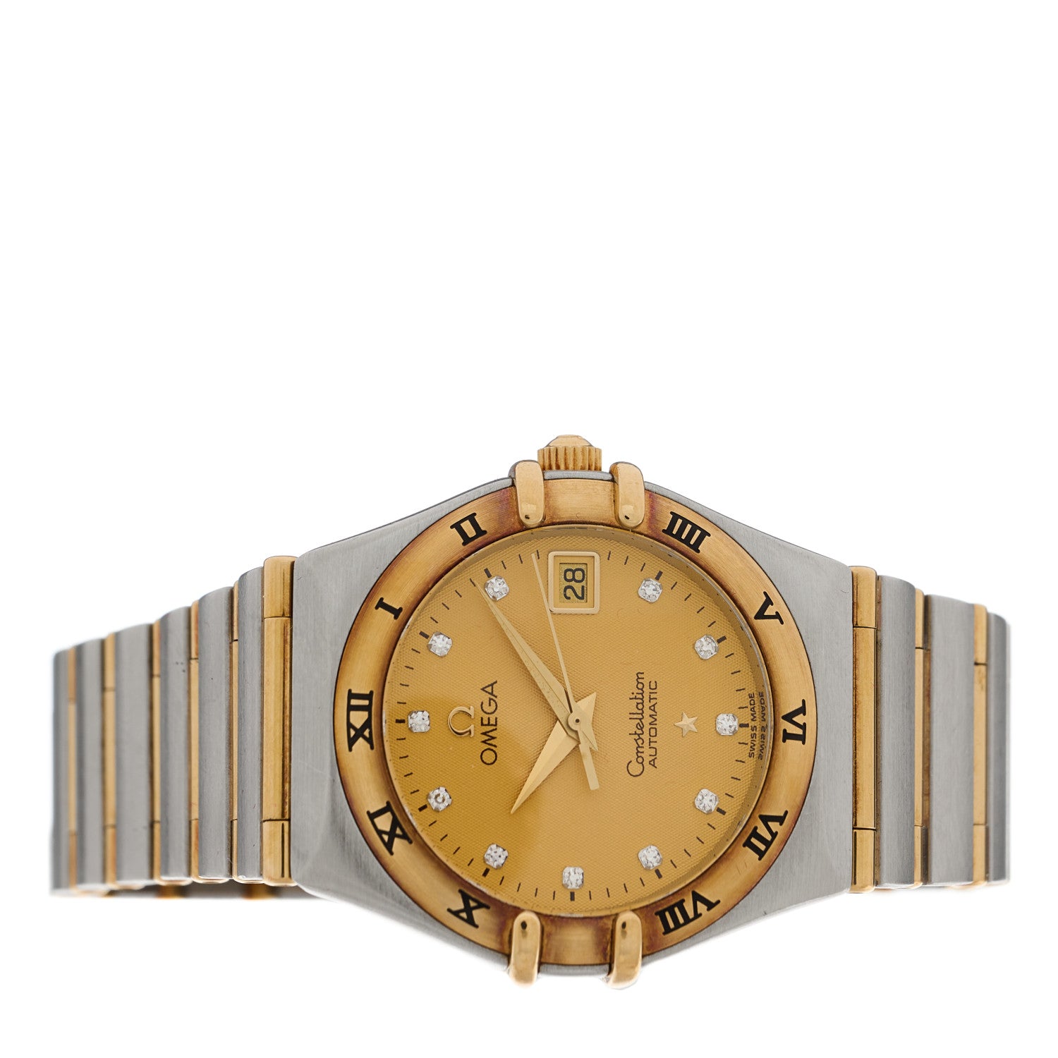 Omega Stainless Steel 18K Yellow Gold Diamond 27mm Constellation Quartz Watch Champagne 1292.15.00 2 of 4