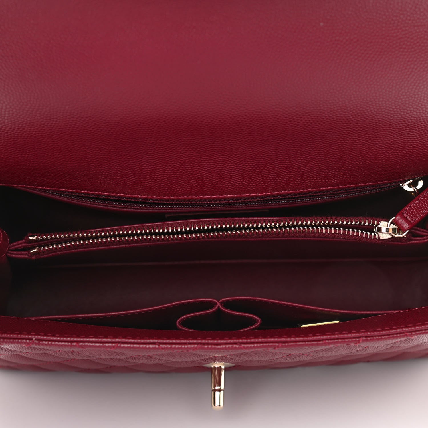 Chanel Caviar Lizard Embossed Quilted Small Coco Handle Flap Burgundy 5 of 11