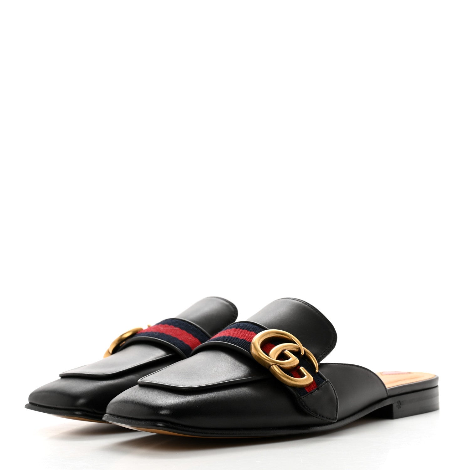 Gucci Calfskin Web Womens Peyton GG Slippers 35 Black 3 of 9