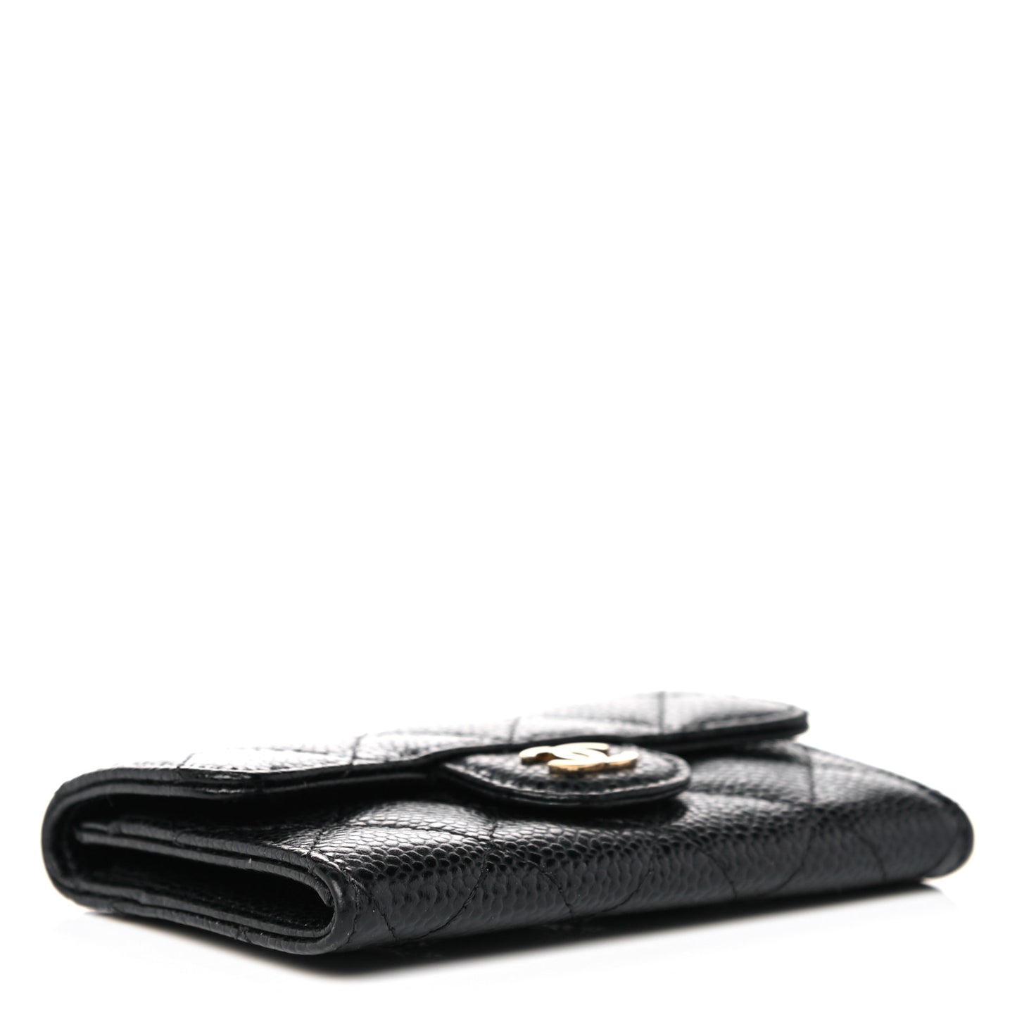 Caviar Quilted Flap Card Holder Black