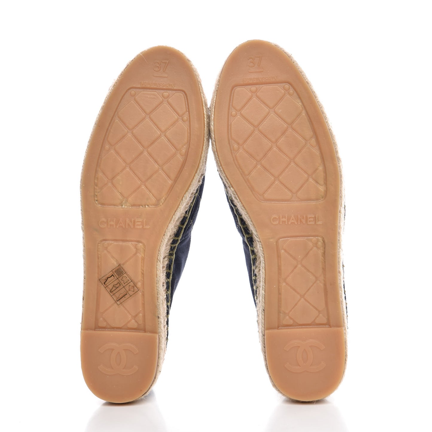 Fabric Quilted CC Espadrilles 37 Blue Green