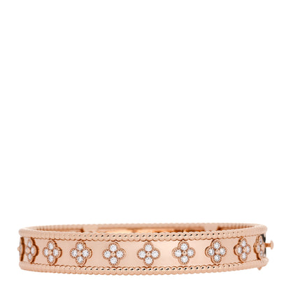 Van Cleef & Arpels 18K Rose Gold Diamond Perlee Clovers Bangle Bracelet L 2 of 4