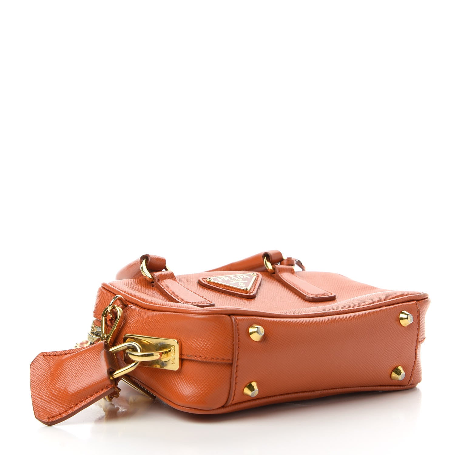Prada Saffiano Lux Mini Top Handle Crossbody Bag Papaya 4 of 11